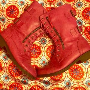 Pink combat boots
